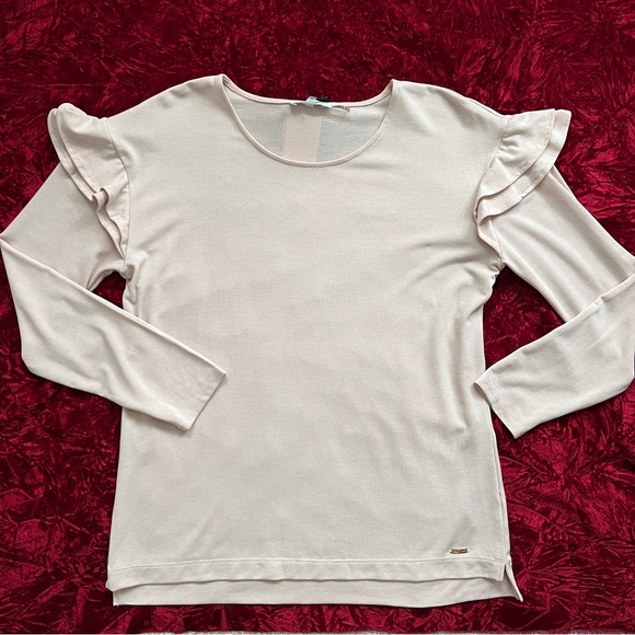 Calvin Klein Ruffle Shoulder Knit Top - Picture 8 of 16